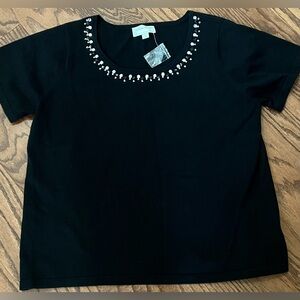 Victor Costa Occasion Size 1X Vintage/unworn black embellished sweater